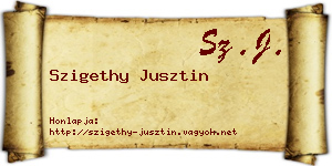 Szigethy Jusztin névjegykártya